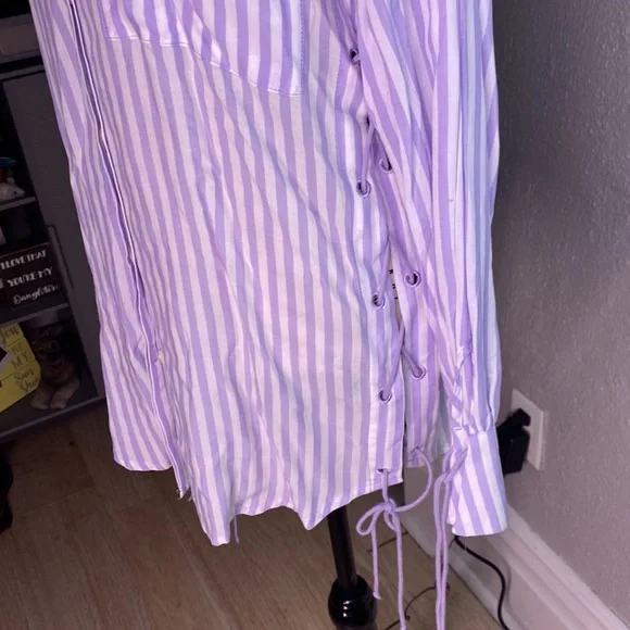 Savage X Fenty COASTAL STRIPE WOVEN VOILE SLEEP SHIRT size medium NWOT - Picture 8 of 10